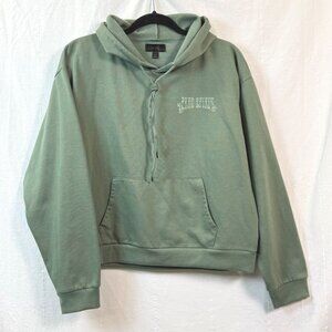 Vivre La Vie Hoodie Womens Sz L Free Spirit Green Double Sided Sweatshirt